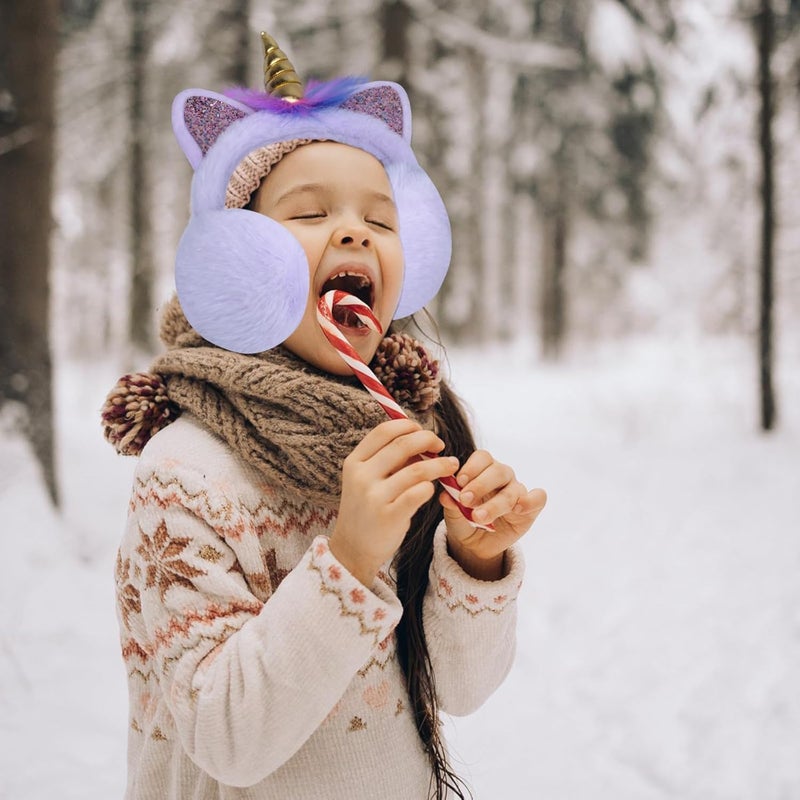 GSFY Ear Muffs Gloves Set for Kids Girls Adjustable Winter Sequin Faux Fur Windproof Warm Ear Warmer Outdoor - Image 5